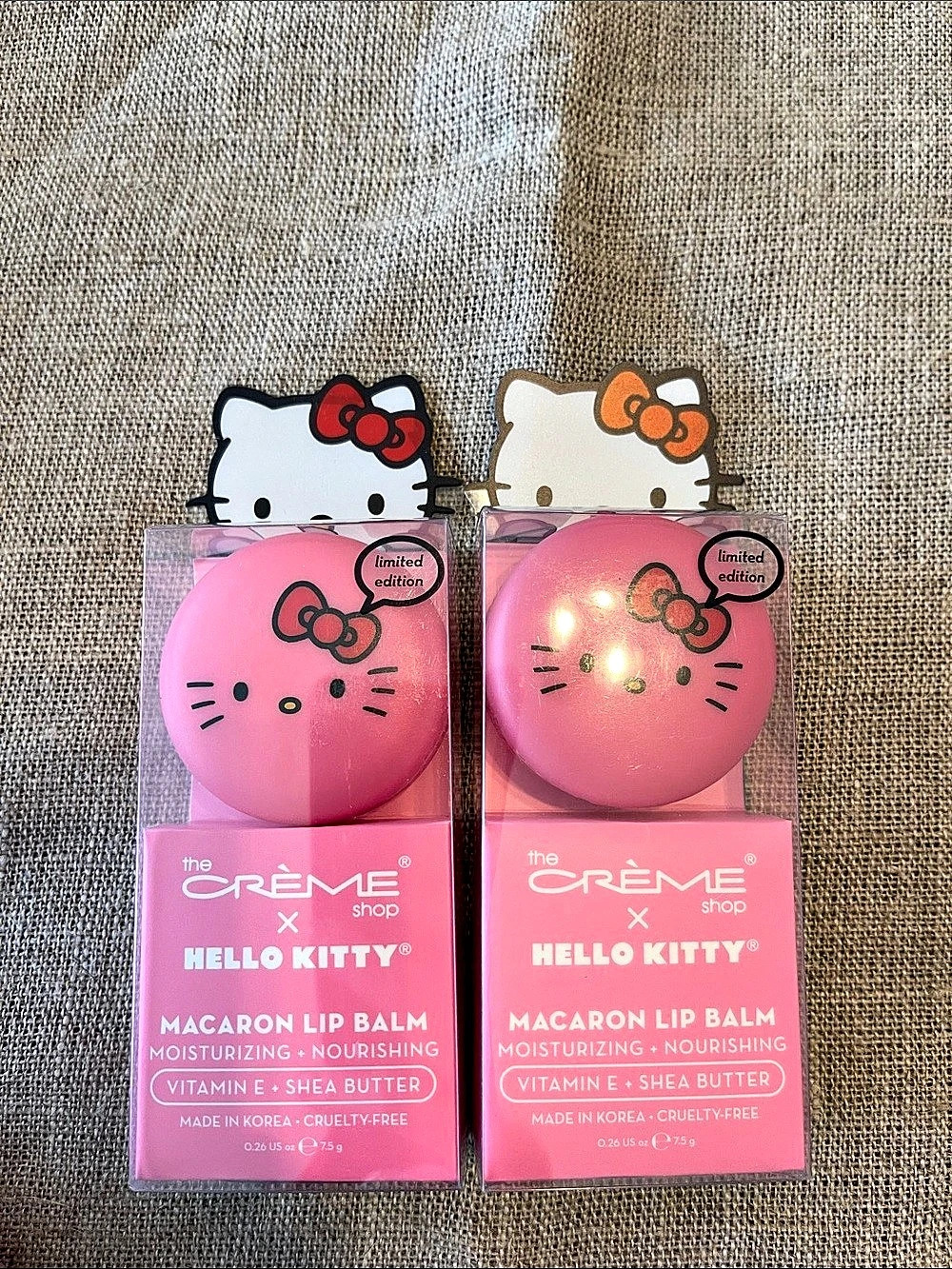 2- The Creme Shop Hello Kitty Macaron Lip Balm Pink Macaron Lip Balm Set NWT